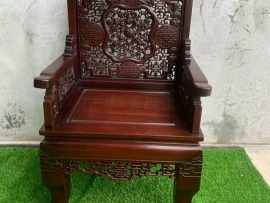 mẫu ghế đơn trường kỉ ngũ lân vờn cầu gỗ gụ