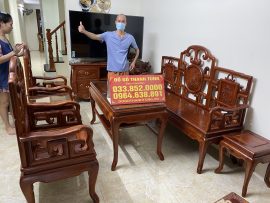 Bộ bàn ghế móc mỏ gỗ hương đỏ Lào siêu vip (anh Tùng, Hà Nội)