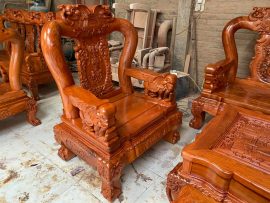 Ghế đơn bộ Minh Voi tay 14 nguyên khối gỗ hương đá