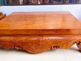 Mặt chính diện của bộ sập trơn dạ cá gỗ hương vân hàng tuyển