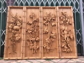 Bộ tranh tứ quý Cay Đắng Ngọt Bùi gỗ tự nhiên còn nguyên mộc