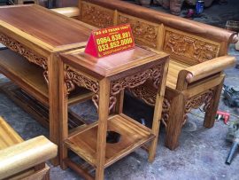 Đôn ghép/ bàn ghép 2 tầng có thể nối dài với bàn chính hoặc đứng riêng lẻ. Yếm trổ hoa văn tinh xảo