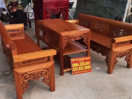 Mẫu trường kỷ 3 món đục thủ công hoàn toàn bằng tay