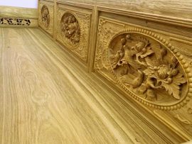 Chương ghế chia 3 ô đều, đục Tứ Quý sắc nét