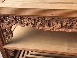 Yếm ghế trường kỷ đục tay kênh bong Mai Điểu đẹp mê ly