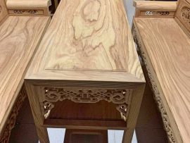 Mặt bàn kỷ đóng khung tranh, vân gỗ xoắn độc đáo