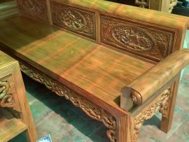 Mặt ghế đoản sử dụng tấm gỗ lim xanh Nam Phi nguyên tấm, nguyên khối để tràn chuẩn hàng VIP