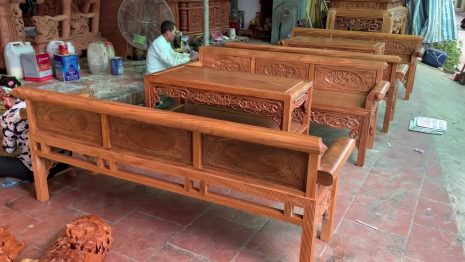 Bộ trường kỷ gỗ lim xanh Nam Phi bán về nhà Chùa tại Nho Quan, Ninh Bình