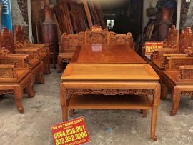 Bộ trường kỷ 11 món phù hợp không gian phòng khách to, rộng và vị gia chủ yêu thích vẻ đẹp cổ truyền