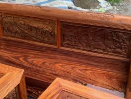 Bộ trường kỷ cao cấp chế tác thủ công mỹ nghệ trên nền gỗ lim xanh