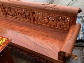 Chương ghế chia 3 ô đục tranh Tam Quốc Diễn Nghĩa. Mặt ván tràn vân gỗ lim xanh tuyển chọn