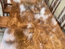 Bộ bàn ăn 10 ghế đóng hộp gỗ hương vân xám Nam Phi cực đẹp