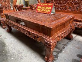 Bộ bàn ghế Nghê Đỉnh siêu vip tay cột 16 gỗ hương đá