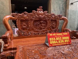 Bộ bàn ghế Nghê Đỉnh siêu vip tay cột 16 gỗ hương đá