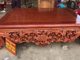 Sập thập điểu quần mai gỗ cẩm lai mặt 1 lá vân siêu đẹp với kích thước 1m8x2m2 từ chất liệu gỗ cẩm lai Nam Phi