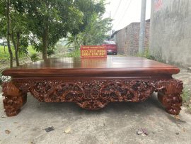 Sập thập điểu quần mai 1m8x2m2 gỗ hương vân xám Nam Phi