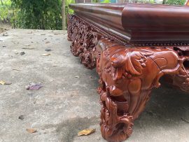 Sập thập điểu quần mai 1m8x2m2 gỗ hương vân xám Nam Phi