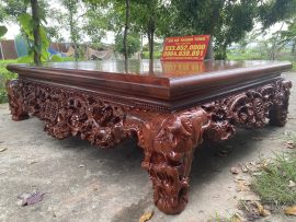 Sập thập điểu quần mai 1m8x2m2 gỗ hương vân xám Nam Phi