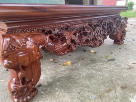 Sập thập điểu quần mai 1m8x2m2 gỗ hương vân xám Nam Phi