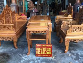 Bộ trường kỳ ngũ lân vờn cầu gỗ gụ