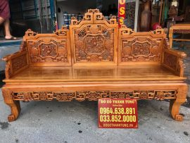 chiếc ghế dài Bộ trường kỳ ngũ lân vờn cầu gỗ gụ