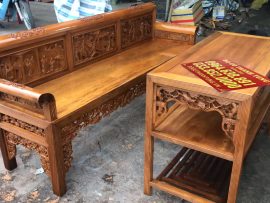 Bộ Trường Kỷ đục tích Tam Quốc Gỗ Gụ