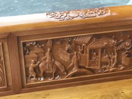 Bộ Trường Kỷ Tam Quốc Gỗ Gụ Mật đánh vecni