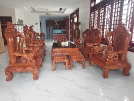 Bộ bàn ghế quốc nghê gỗ hương đá