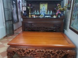 Sập thập điểu quần mai gỗ gụ Nam Phi chân 26cm