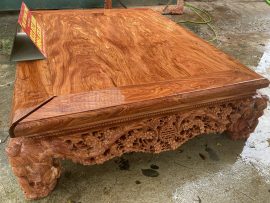 sập chân quỳ gỗ hương đá đục mai điểu