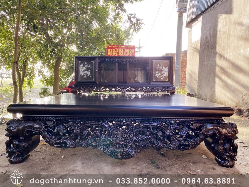 Siêu phẩm sập thập điểu quần mai 100% gỗ gụ – mặt chính diện