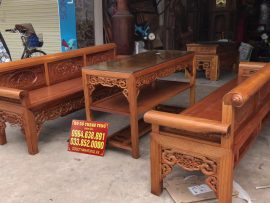 Bộ trường kỷ Đại gỗ gụ đục tứ quý