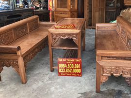 Trường Kỷ bắc bộ gỗ Lim Xanh đục tứ quý