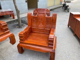 Tay ghế nguyên khối bộ âu á chương voi tay voi đặc gỗ hương đá
