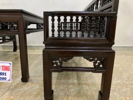 mặt bên Trưởng Kỷ Con Tiện Huế gỗ gụ Mẫu Chân Thẳng