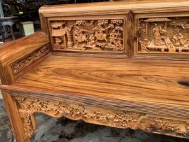 Trường Kỷ Đục Tích Tam Quốc Gỗ Gụ Ta Quảng Bình Hàng Chọn Vân