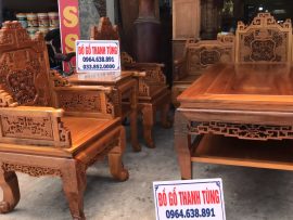 Bộ trường kỷ đục ngũ lân 8 món rất dày dặn và khỏe khoắn