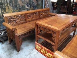 Trường kỷ cỡ Trung đục tích Tam Quốc gỗ gụ mật đẹp không tì vết