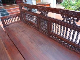 Trường kỷ song tiện Huế đục tứ diện gỗ gụ ta