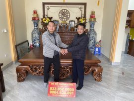 Sập ngũ phúc gỗ gụ Nam Phi 1m8x2m2 chân 24cm (Anh Toản, Hà Nội)