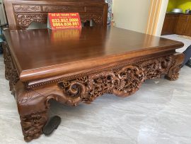 Quây sập chạm tam diện, đục kênh bong sinh động từng họa tiết dơi thọ, hoa mai, chum nho, móc mỏ