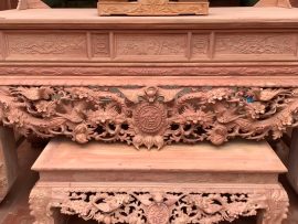 Nguyên mộc bộ sập mai điểu đẹp me ly trên từng nét đục