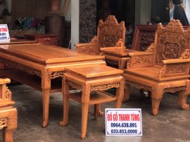 Mẫu trường kỷ Huế đục ngũ lân vờn cầu đúng lối cổ ngày xưa