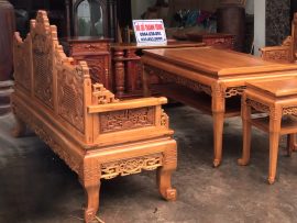 Bàn ghế trường kỷ Huế đục 2 mặt