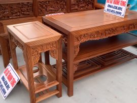 Bàn trường kỷ gỗ gụ ta nguyên tấm đóng khung tranh dày 10cm