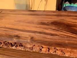 Mặt bàn bộ trường kỷ gỗ gụ Lào đánh PU màu trần vân gỗ