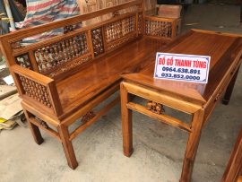 Trường kỷ song tiện đánh vecni trần giữ nguyên van gỗ gụ tự nhiên