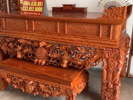 Sập thờ mai điểu đục tác bởi nghệ nhân kinh nghiệm của xưởng đồ gỗ mỹ nghệ