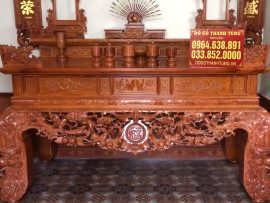 Sập thờ mai điểu nhị cấp gỗ hương đá