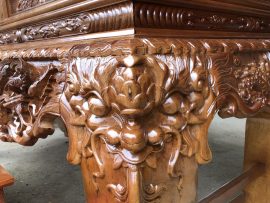 Chân sập 24cm đặc nguyên khối chạm hoa văn tinh tế